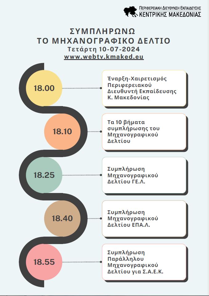 2ο ΓΕΛ ΒΕΡΟΙΑΣ:Διαδικτυακή ενημερωτική ημερίδα την Τετάρτη 10 Ιουλίου 2024 και ώρα 18.00 με τίτλο «Συμπληρώνω το Μηχανογραφικό Δελτίο 2024»